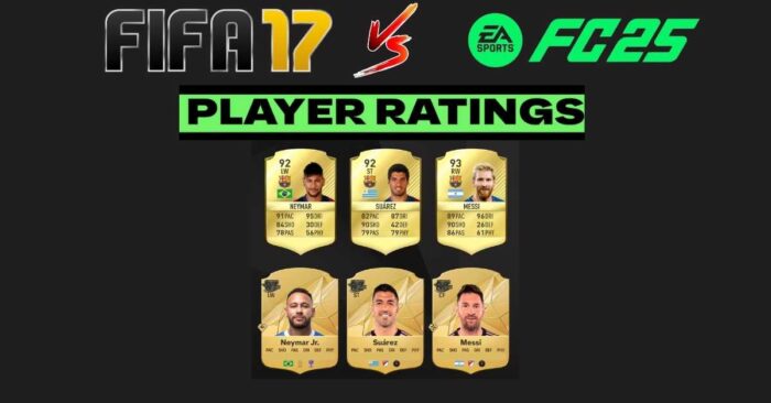 fifa 17 vs fc 25 top player ratings